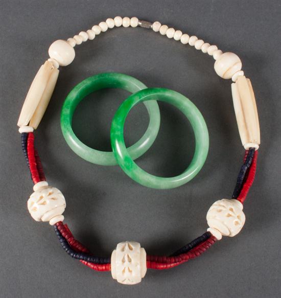 Chinese carved bone bead necklace