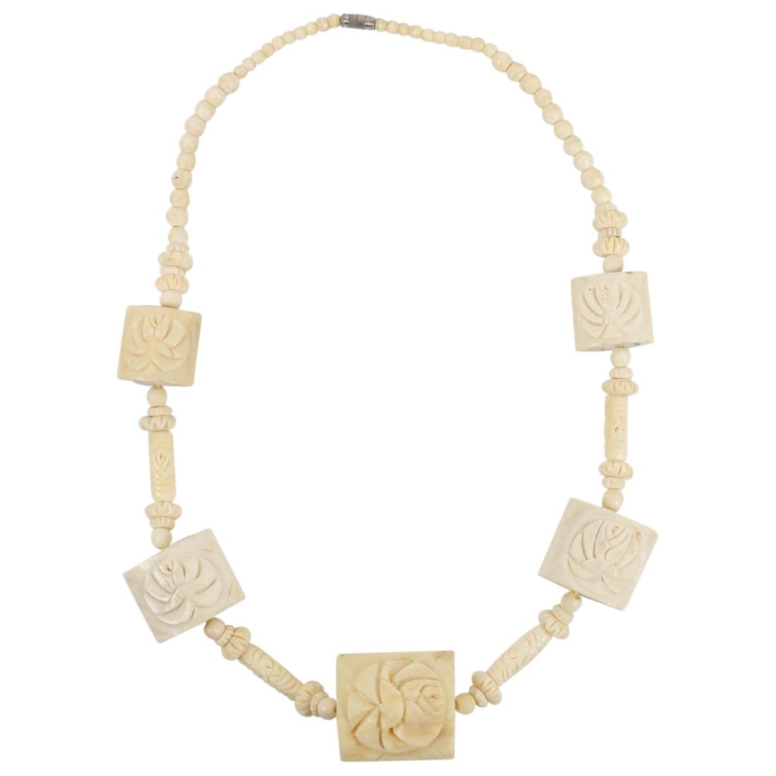 CHINESE CARVED BONE BEADED