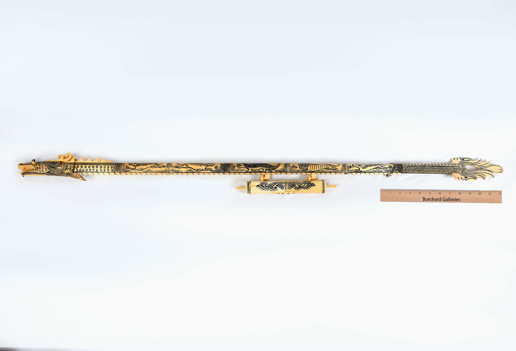 CHINESE CARVED BONE BLOW GUN WITH