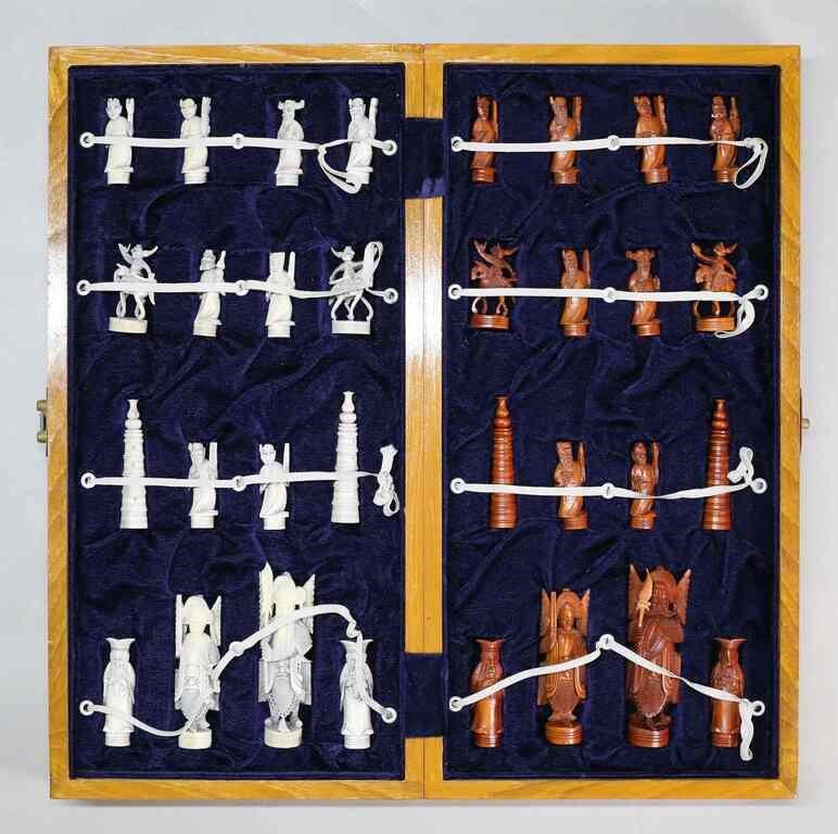 CHINESE CARVED BONE CHESS
