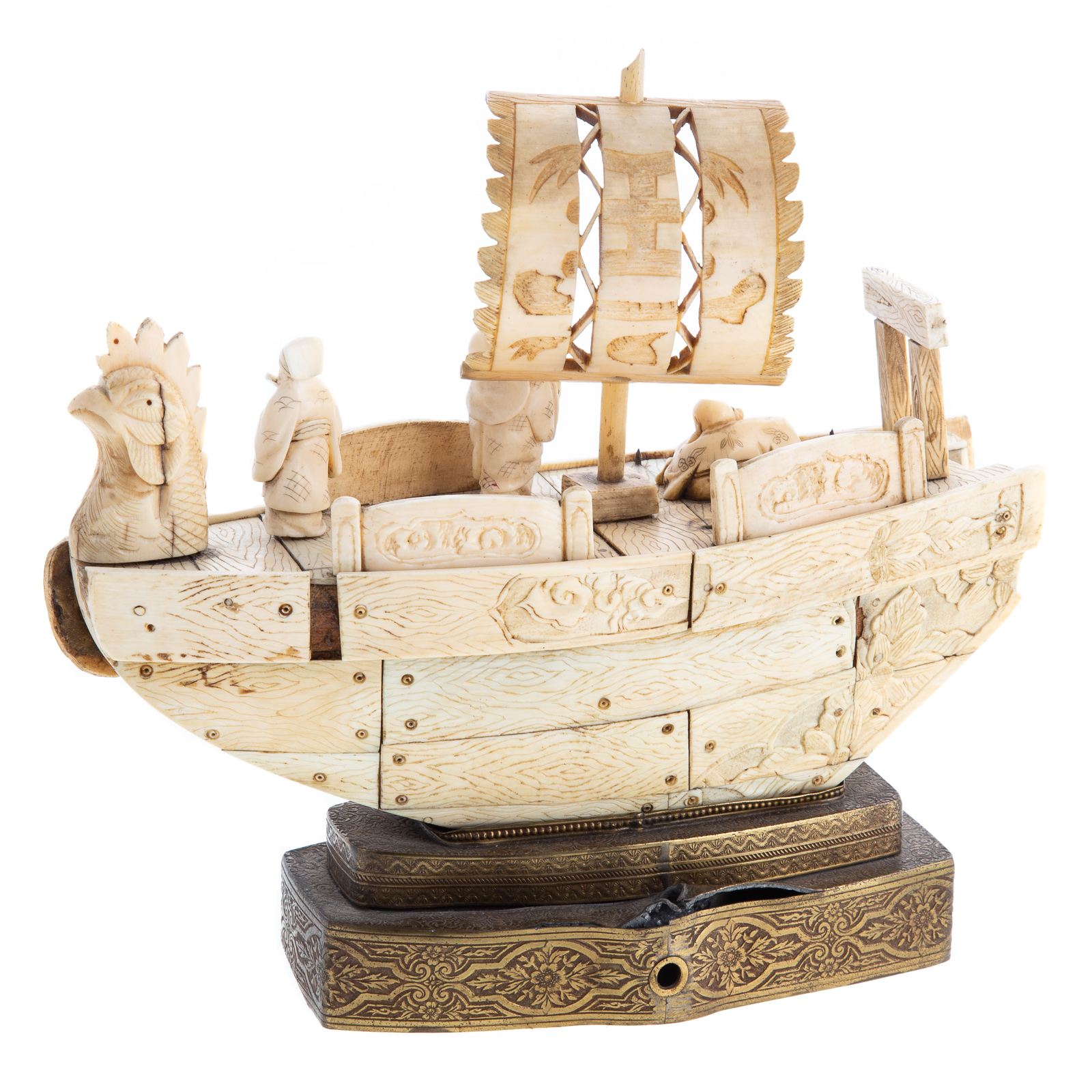 CHINESE CARVED BONE JUNK First