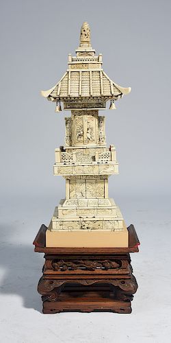 CHINESE CARVED BONE PAGODA ALTAR,