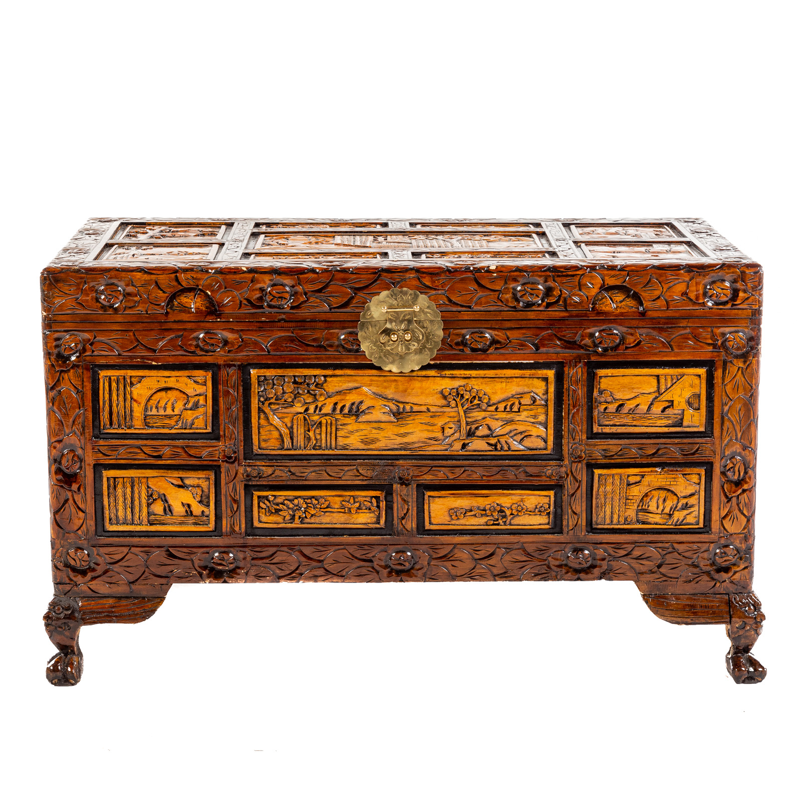 CHINESE CARVED CAMPHOR WOOD BLANKET