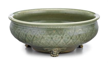Chinese carved celadon glazed