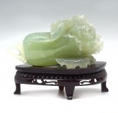 CHINESE CARVED CELADON GREEN J