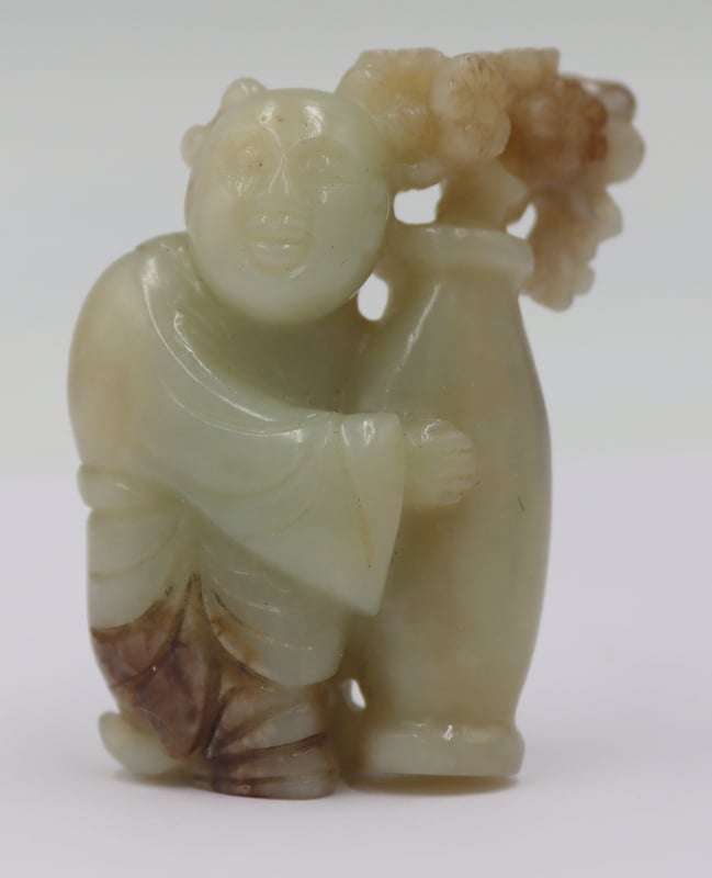 CHINESE CARVED CELADON JADE
