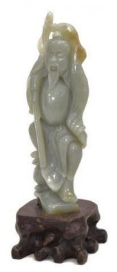 CHINESE CARVED CELADON JADE FI