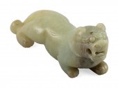 CHINESE CARVED CELADON JADE QI