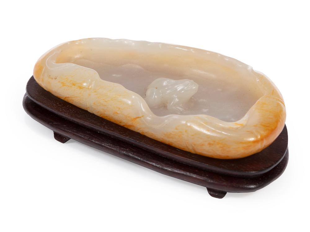 CHINESE CARVED CELADON, RUSSET JADE