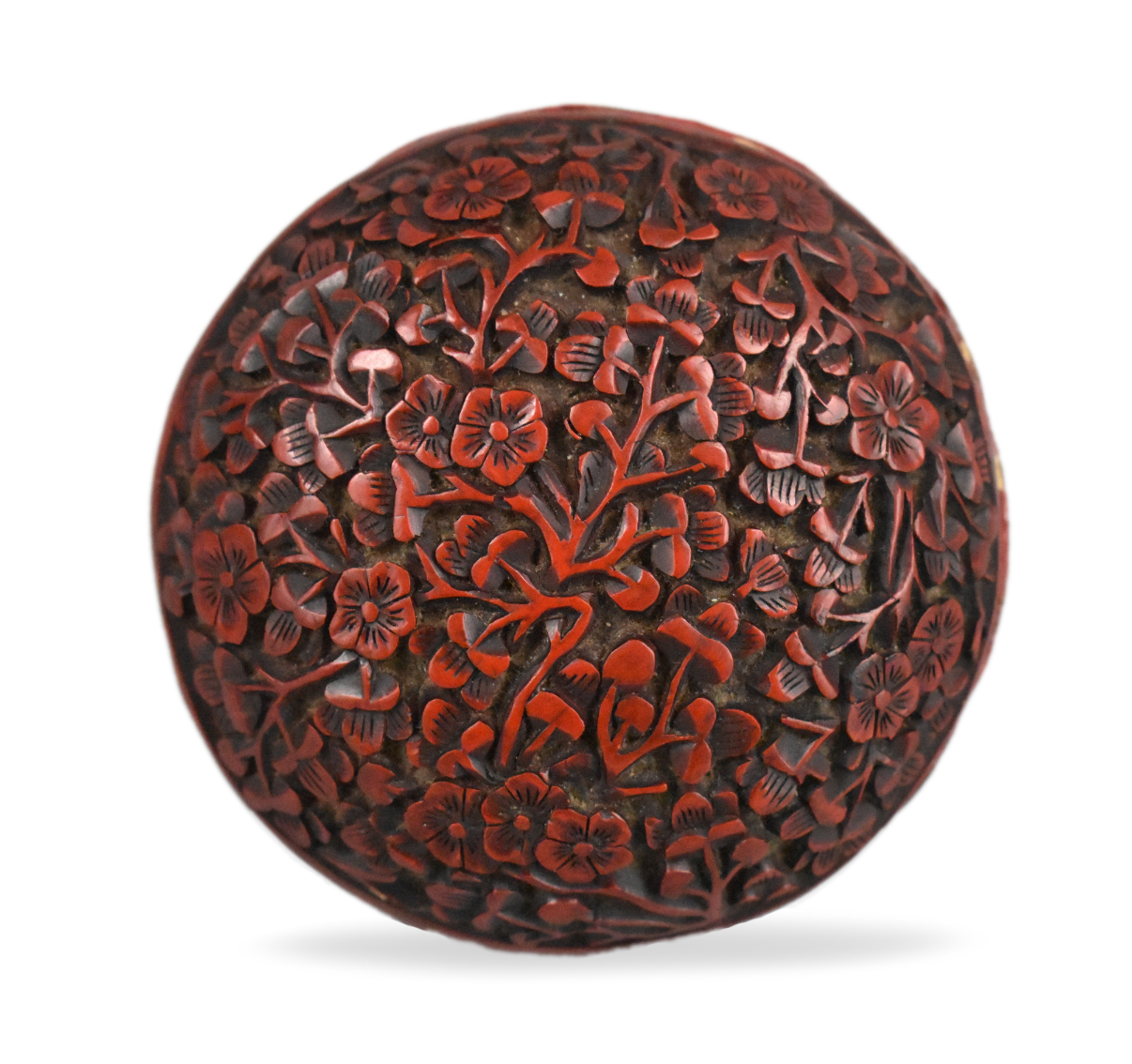 CHINESE CARVED CINNABAR COVERED