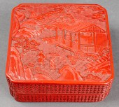 CHINESE CARVED CINNABAR LACQUE