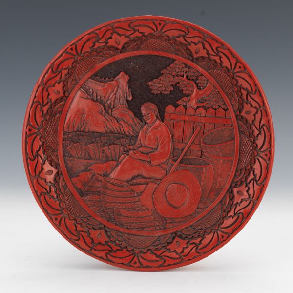 CHINESE CARVED CINNABAR LACQUERED