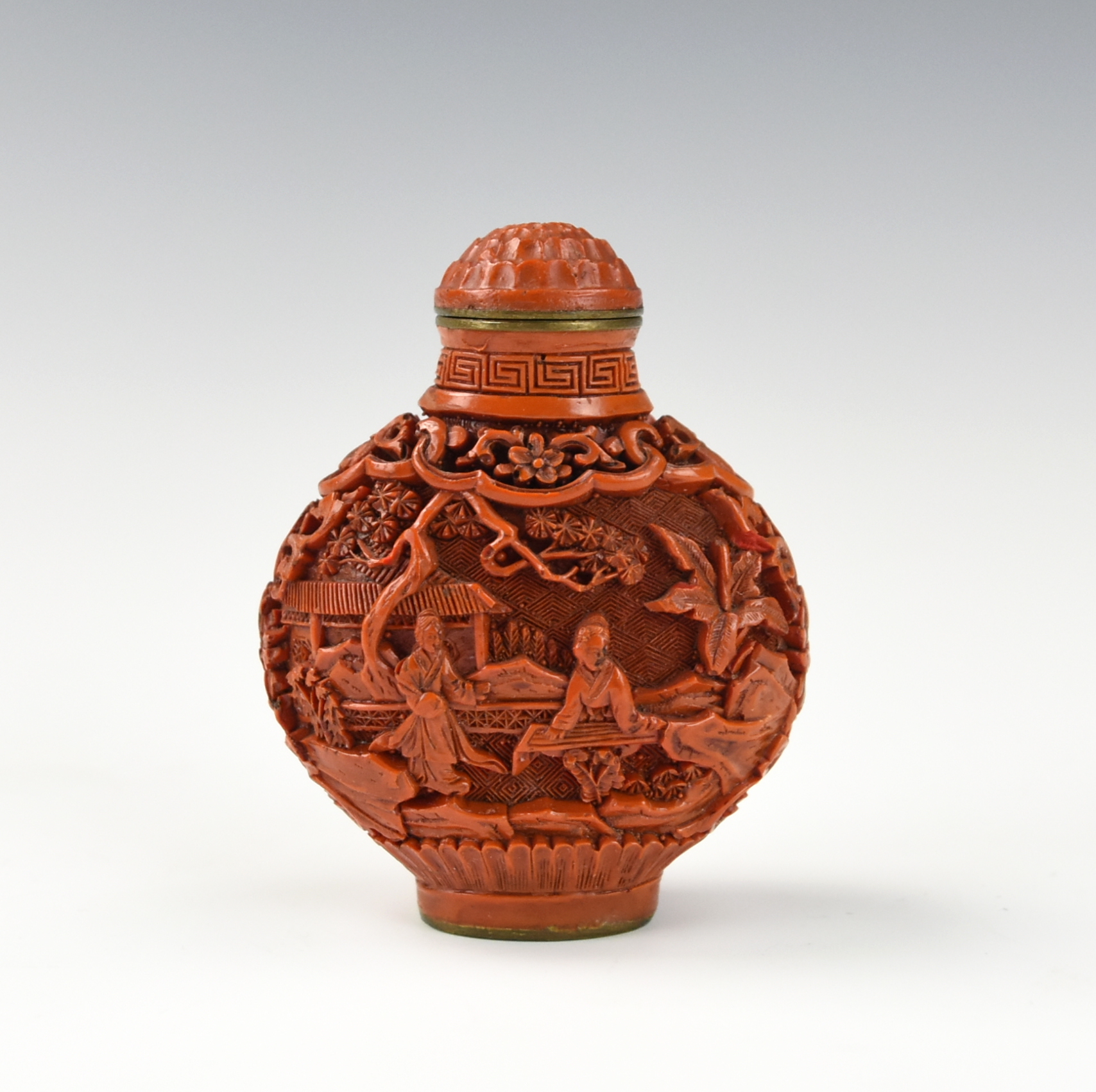 CHINESE CARVED CINNABAR SNUFF
