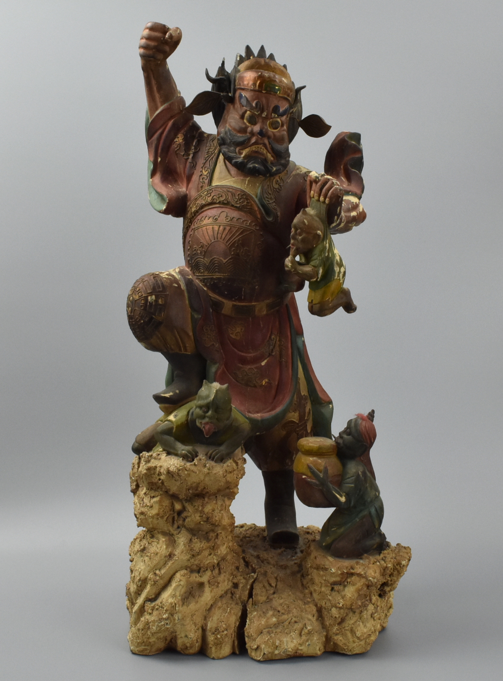 CHINESE CARVED & COLORED WOODEN