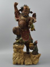 CHINESE CARVED & COLORED WOODE