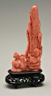 Chinese carved coral figural g
