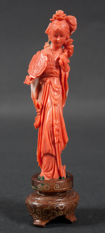 Chinese carved coral figure of a