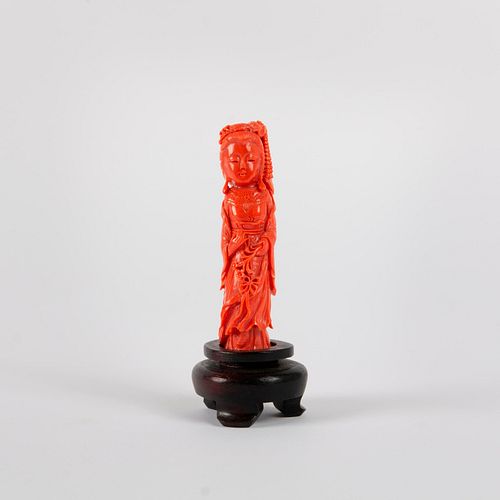 CHINESE CARVED CORAL FIGURE,