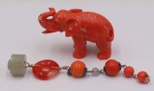 CHINESE CARVED CORAL GROUPING.