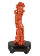 CHINESE CARVED CORAL QUAN YIN