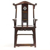 CHINESE CARVED ELM ARMCHAIR<br
