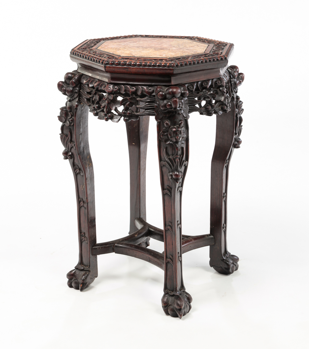 CHINESE CARVED FERN STAND. First