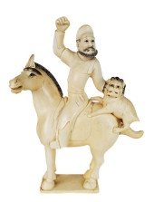 CHINESE CARVED FIGURE OF A WAR