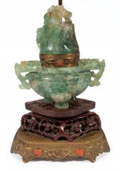 CHINESE CARVED FLUORITE TRIPOD