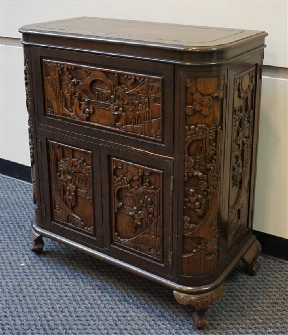 CHINESE CARVED FOLDING BAR, H: