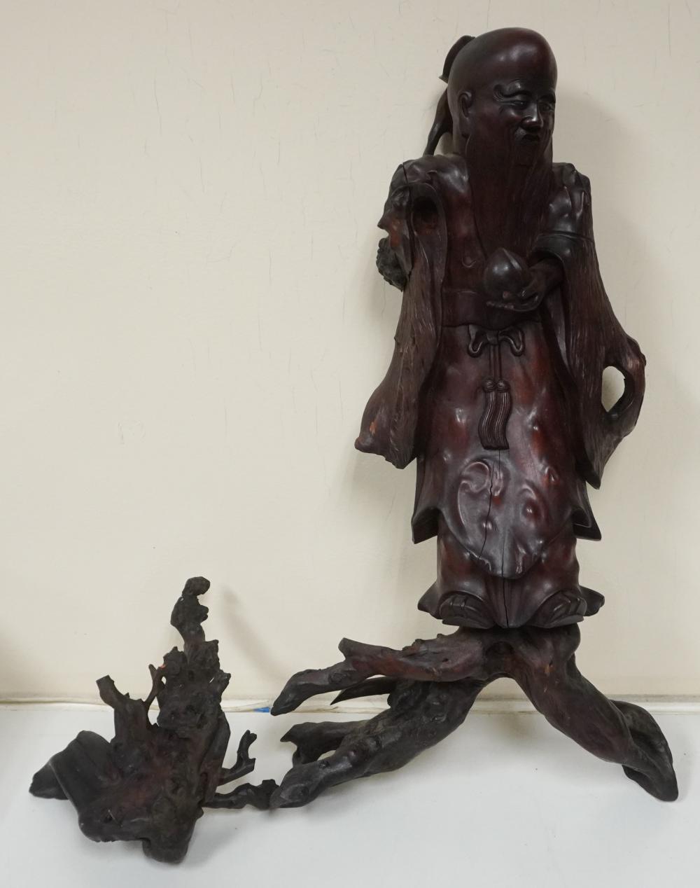 CHINESE CARVED FRUITWOOD FIGURE