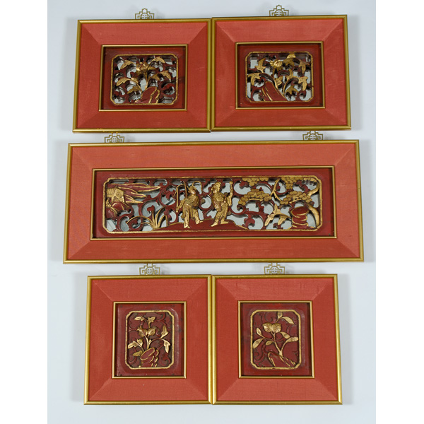 Chinese Carved Gilded Wall Panels