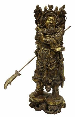 CHINESE CARVED & GILT GUAN YU