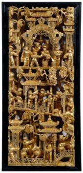Chinese carved gilt wood panel