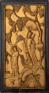 CHINESE CARVED GILT WOOD RELIE