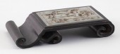 CHINESE CARVED GRAY JADE PLAQU