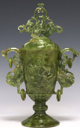 CHINESE CARVED GREEN HARDSTONE