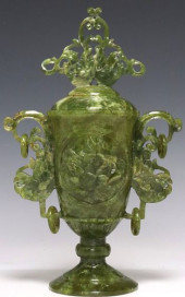 CHINESE CARVED GREEN HARDSTONE