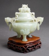 CHINESE CARVED GREEN HARDSTONE