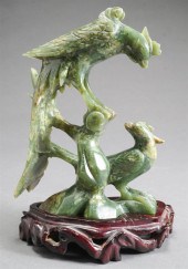CHINESE CARVED GREEN HARDSTONE
