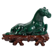CHINESE CARVED GREEN MALACHITE