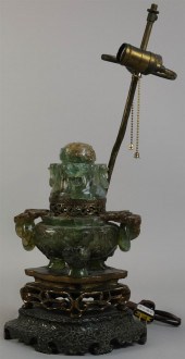 CHINESE CARVED GREEN QUARTZ CO