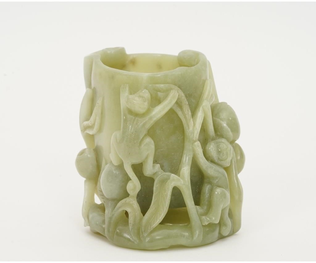 Chinese carved green water coupe