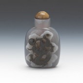 CHINESE CARVED GREY BLACK AGAT