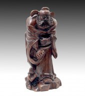 CHINESE CARVED GUAN YU SCULPTU