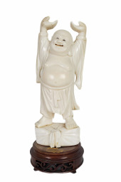 CHINESE CARVED HAPPY BUDDHA, U