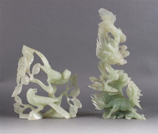 Chinese carved hardstone bird group