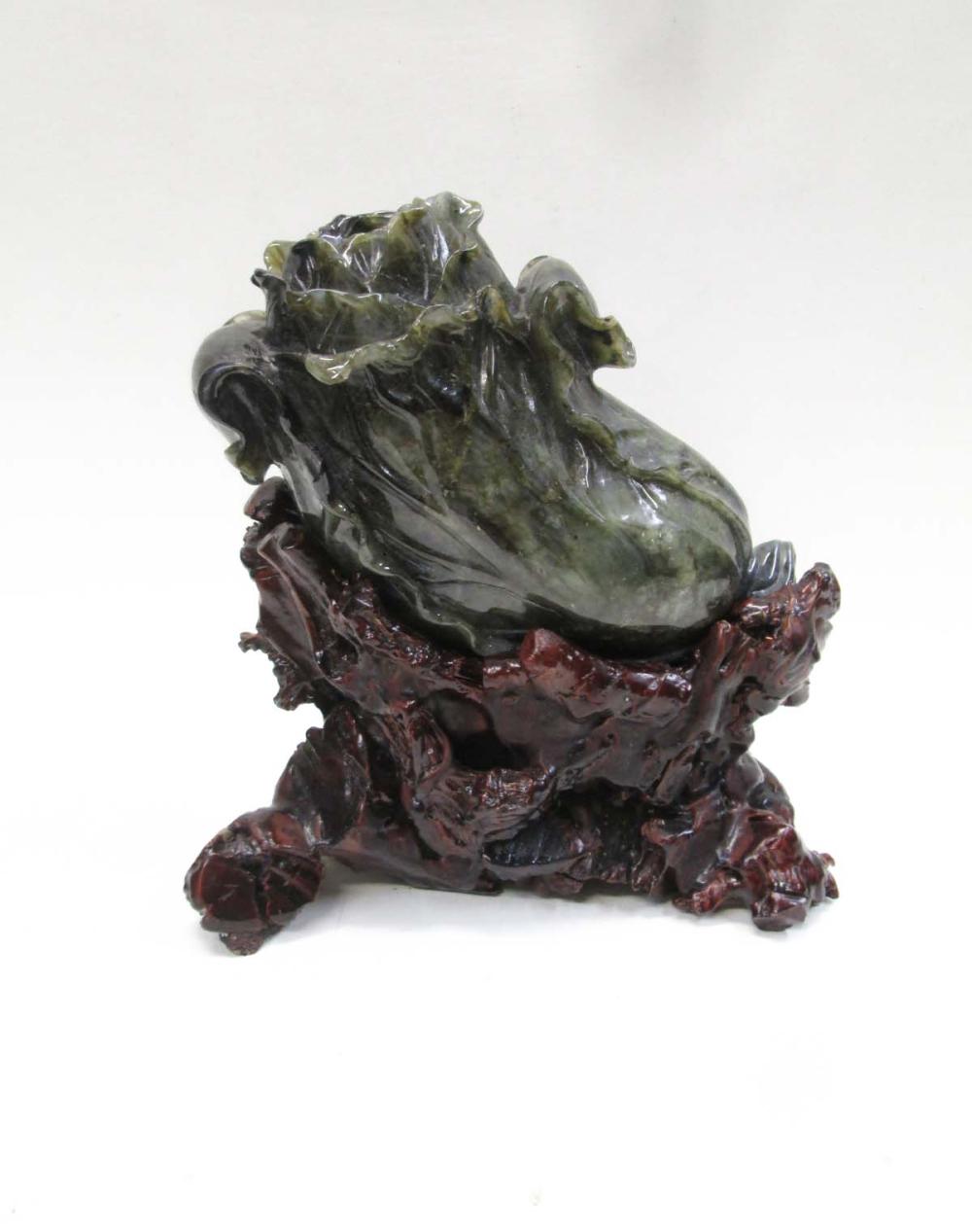 CHINESE CARVED HARDSTONE CABBAGE,