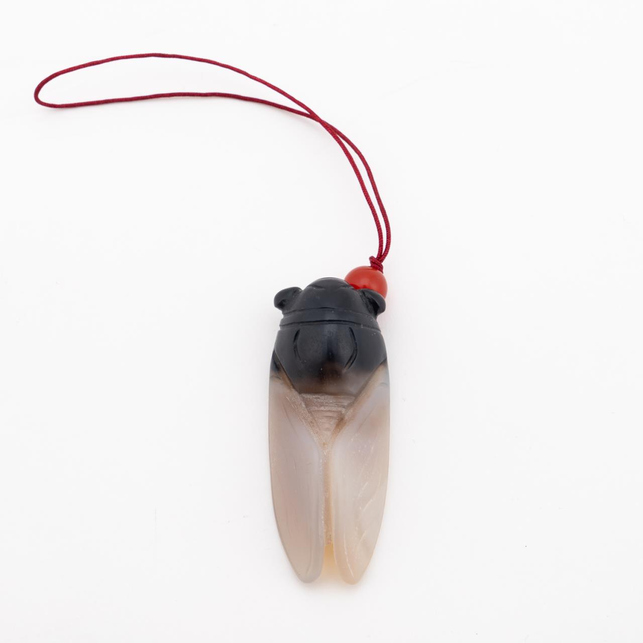 CHINESE CARVED HARDSTONE CICADA