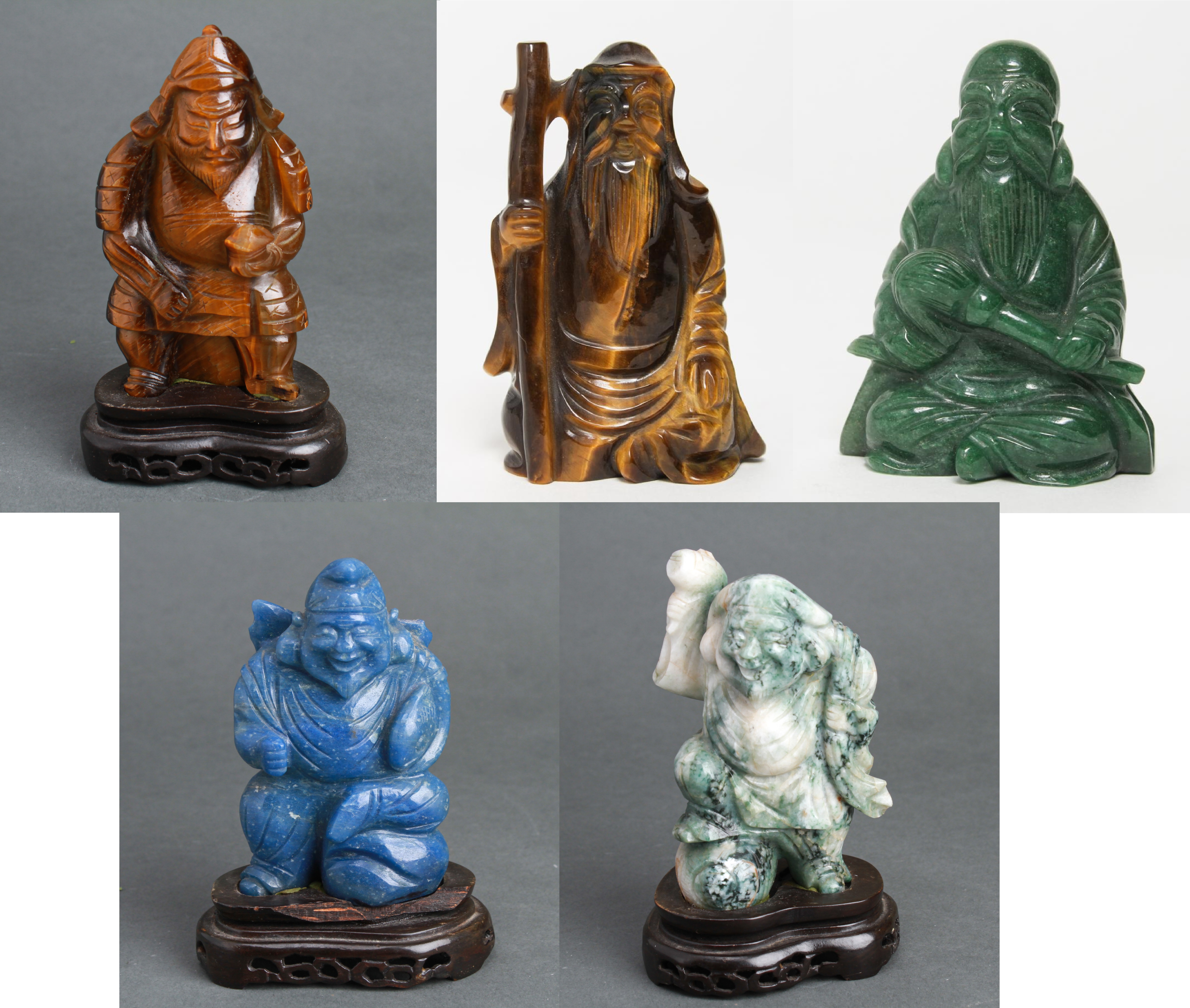 CHINESE CARVED HARDSTONE FIGURES, 5
