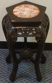 CHINESE CARVED HARDWOOD AND MA